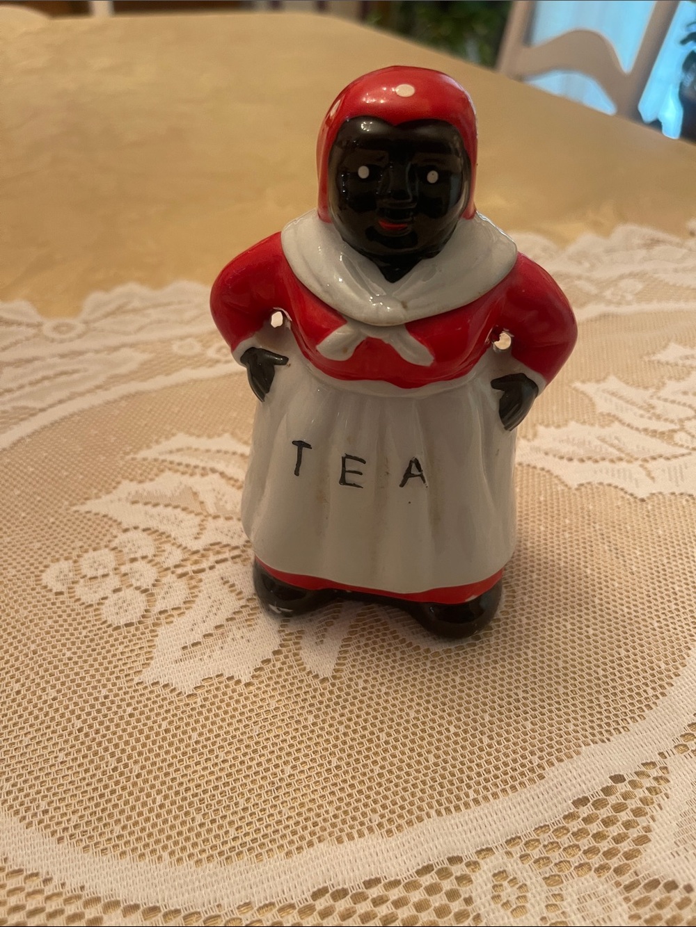 Vintage Black Mammy Ceramic Canister Set - Red & White - Picture 8 of 9